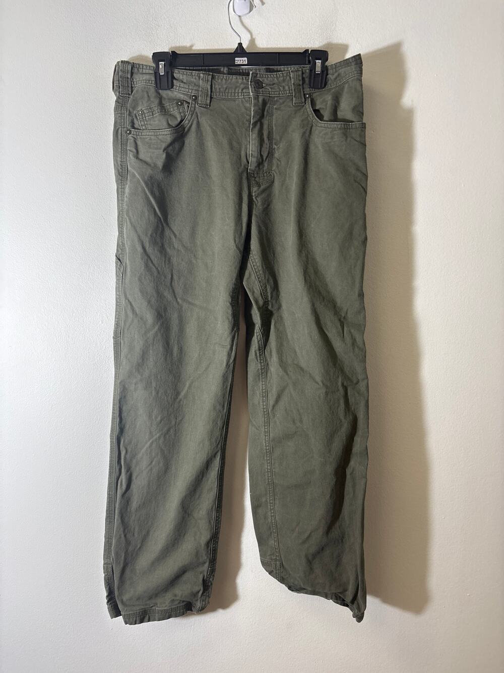 Mens Prana Green Flat Front Pants Sz 34/30